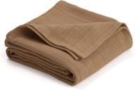 🧶 vellux cotton woven blanket - natural, cozy, warm, chevron textured, pet-friendly & all-seasons tan blanket logo