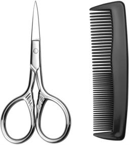 img 4 attached to 🔪 Vintage Stainless Steel Facial Hair Scissors Set - AUMELO 3.5 inch Small Grooming Scissors and Comb for Eyebrows, Eyelashes, Beard, and Moustache