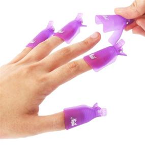 img 1 attached to 💅 30 шт. Накладки для удаления геля для ногтей TsMADDTs - Пластиковые клипсы для снятия лака для ногтей - Инструменты для снятия геля UV для ногтей (розовый, фиолетовый, белый)