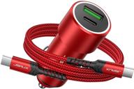 high-speed usb c car charger: jsaux 38w dual port pd&qc 3.0 adapter for samsung galaxy s21/s20/s10, iphone 13/12/x - red logo