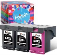 foiset remanufactured 63xl inkjet cartridges for hp envy, deskjet, and officejet printers - 2 black and 1 tri-color replacement set logo