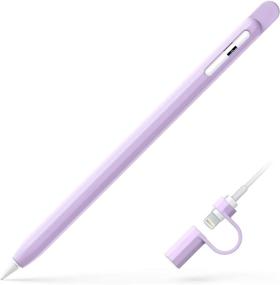 img 4 attached to UPPERCASE Designs NimbleSleeve Premium Silicone Case Holder Protective Cover Sleeve Compatible With IPad Apple Pencil 1St Generation (Lavender)
