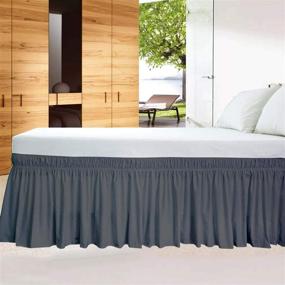 img 2 attached to 🛏️ MD Home Decor Elastic Dust Ruffle Bed Skirt - Silky Soft Wrap Around Bed Skirt - 18 Inch Drop, Wrinkle-Free, Dark Grey Solid - Twin Size, Poly-Cotton - Classic Stylish Design.