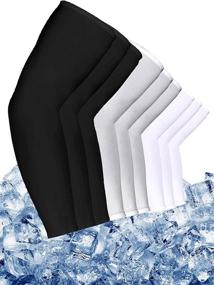 img 3 attached to 🌞 Bememo UV Protection Sleeves - 9 Pairs Unisex Long Arm Cooling Sleeves with Ice Silk Arm Cover (Black, White, Grey)