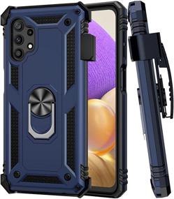 img 4 attached to 📱 Ruky Samsung Galaxy A32 5G Case: Military Grade Shockproof Anti Scratch Case with Belt Clip Holder & Ring Kickstand - Blue (6.5")