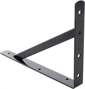 img 1 attached to 🔧 10-Pack of Heavy Duty Shelf L Brackets - HOME MASTER HARDWARE 12"x8" Shelf Support Corner Brace Joint, Right Angle Bracket in Black with Screws