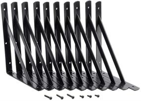 img 4 attached to 🔧 10-Pack of Heavy Duty Shelf L Brackets - HOME MASTER HARDWARE 12"x8" Shelf Support Corner Brace Joint, Right Angle Bracket in Black with Screws