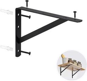 img 3 attached to 🔧 10-Pack of Heavy Duty Shelf L Brackets - HOME MASTER HARDWARE 12"x8" Shelf Support Corner Brace Joint, Right Angle Bracket in Black with Screws