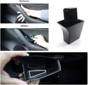 img 2 attached to 🚘 Enhance Your Tesla Model 3 Organization with R RUIYA [4PCS] GrabTray Storage Box Tray Organizer – Front+Back Door Armrest Container Box Cover