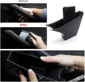 img 1 attached to 🚘 Enhance Your Tesla Model 3 Organization with R RUIYA [4PCS] GrabTray Storage Box Tray Organizer – Front+Back Door Armrest Container Box Cover