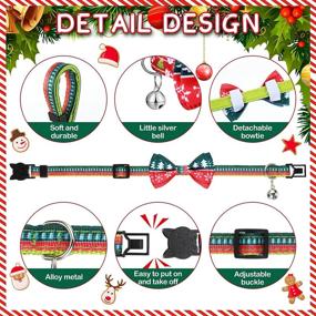 img 2 attached to 🐱 Xuniea 6-Pack Cat Collar with Removable Bow Tie and Bell - Breakaway Kitten Collar with Bowtie, Holiday Safety Cat Collar – Adjustable Santa Claus Snowflake Kitty Collar with Buckle