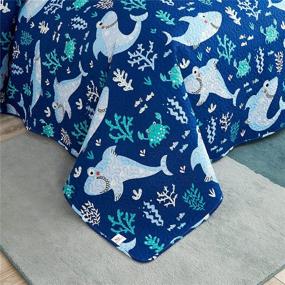 img 1 attached to 🦈 Ferdilan Bedspread Twin Coverlet: Quilt Set with Shark, Crab, and Seaweed Design - 3 Piece Reversible Lightweight Bedding Set - All Season Breathable Quilt with 2 Shams