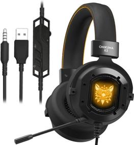 img 1 attached to 🎧 PS4 Xbox One Gaming Headset with Mic, GAKOV Haolide Wired Headphones – Stereo Bass Surround, Noise Reduction, LED Lights, Volume Control for Laptop, Mac, PC, Tablet