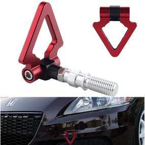 img 4 attached to DEWHEL JDM Racing Aluminum Triangle Tow Hooks Eyes Front Rear Japanese Car Auto Trailer For 09-13 Honda Fit Red