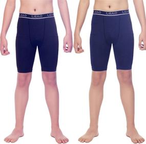 img 4 attached to 🩲 LEAO Youth Boys 2-pack Compression Shorts: Performance Athletic Underwear for Sports Boxer Briefs