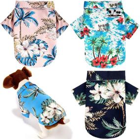 img 4 attached to 🌴 Hawaiian Pet Dog T Shirts with Coconut Tree Print - Perfect Apparel for Small to Medium Pets (XX-Large, 4-Piece Set)