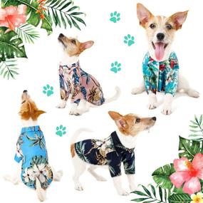 img 1 attached to 🌴 Hawaiian Pet Dog T Shirts with Coconut Tree Print - Perfect Apparel for Small to Medium Pets (XX-Large, 4-Piece Set)