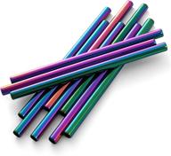 🌈 brightbuy rainbow stainless steel boba straws - set of 50, reusable wide straws 8.5" x 0.5" for bubble tea, juice, thick milkshakes & smoothies logo