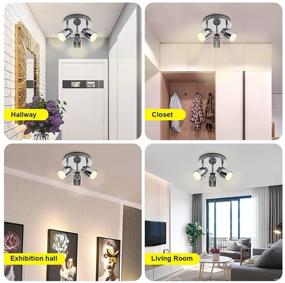 img 3 attached to Modern 3-Light Multi-Directional Ceiling Fixture for Kitchen Hallway Bedroom, Adjustable Round Track Lighting Kits, GU10 LED Bulb Flush Mount Ceiling Spot Light, Warm White, Polished Chrome