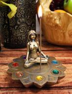 sacred moon triple goddess incense stick holder: zen feminine yoga meditation with chakra color beads, lotus flower, and fragrance - perfect feng shui tabletop altar decor! логотип