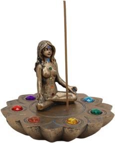 img 3 attached to Sacred Moon Triple Goddess Incense Stick Holder: Zen Feminine Yoga Meditation with Chakra Color Beads, Lotus Flower, and Fragrance - Perfect Feng Shui Tabletop Altar Decor!