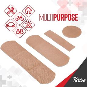 img 2 attached to 🩹 305 Mixed Sizes Fabric Adhesive Bandages with Free Storage Bag - Tough & Flexible Cotton Elastic Strip Bands for Healing