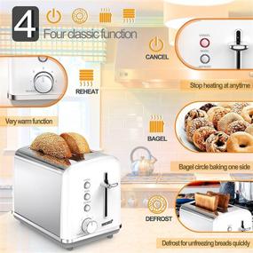 img 2 attached to 🍞 Lionorm 900W Toaster: 2 Slice with 6 Browning Settings, Extra Wide Slots, Dustproof Cover, Bagel/Defrost/Reheat/Cancel Function, Removable Crumb Tray