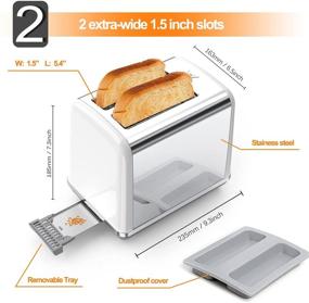 img 1 attached to 🍞 Lionorm 900W Toaster: 2 Slice with 6 Browning Settings, Extra Wide Slots, Dustproof Cover, Bagel/Defrost/Reheat/Cancel Function, Removable Crumb Tray