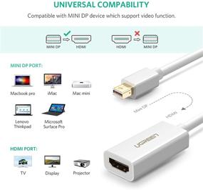 img 2 attached to 🔌 UGREEN Мини адаптер DisplayPort к HDMI - Мини DP Male к HDMI Female - Адаптер Thunderbolt 2.0 к HDMI для Apple MacBook Pro, MacBook Air, Microsoft Surface Pro 4/3, Google Chromebook - Белый