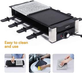 img 2 attached to 🍳 AONI Raclette Table Grill: 1200W Electric Indoor Korean BBQ with Non-Stick Grill Plate, Cooking Stone, and 8 Cheese Melt Pans – Perfect for Party Events!