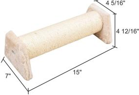 img 1 attached to 🐱 Dimaka Cat Scratching Post: Sisal Rope with Soft Plush, Floor Toy for Cats (Beige)