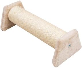 img 4 attached to 🐱 Dimaka Cat Scratching Post: Sisal Rope with Soft Plush, Floor Toy for Cats (Beige)