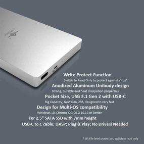 img 3 attached to 💿 Vantec 2.5" SATA SSD to USB 3.1 Gen 2 Type C Enclosure - Pocket Size, Silver