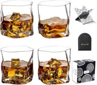 🥃 premium crystal old fashioned whiskey glasses set, hand blown & irregular twisted, 4-piece, 10 oz - ideal bourbon scotch tumbler with luxury gift box, perfect father's day gift for men логотип