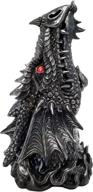 🐲 dwk 6-inch puff gothic medieval dragon incense burner: mythical nostril smoke vent statue in antique black pewter finish logo