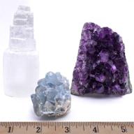 🔮 dancing bear amethyst cluster cut base (up to ½ lb), celestite, & selenite tower (3" tall), healing crystal (3 pc set) premium grade a, bohemian home décor, natural good vibes, metaphysical info cards" - optimized product name: "premium grade a amethyst cluster cut base (up to ½ lb), celestite, & selenite tower set - natural healing crystals for bohemian home décor, good vibes | includes metaphysical info cards logo