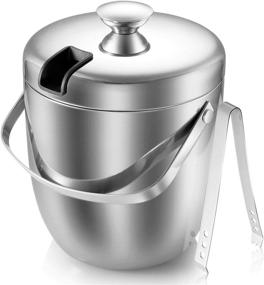 img 4 attached to 🍾 Premium Double Walled Stainless Steel Ice Bucket Set - Wine Bucket with Tongs & Thickened Lid (2.8 L) - Convenient Portable Chiller Bin Basket for Parties, BBQ & Buffet