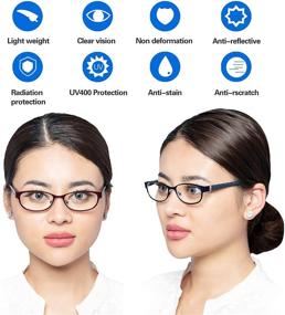 img 3 attached to 👓 Elegant Oval Lens Reading Glasses for Women - 2 Pack Metal Frame Womens Readers with Magnification and Spring Hinge