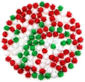 img 3 attached to 🎄 300 Pcs 25mm Christmas Pom Poms Multicolor Glitter Pom Poms for Craft Project, Creative DIY Crafts Decorations, Green, Red, and White - Wpxmer