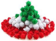 🎄 300 pcs 25mm christmas pom poms multicolor glitter pom poms for craft project, creative diy crafts decorations, green, red, and white - wpxmer logo