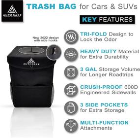 img 3 attached to 🚗 Autobase Car Trash Can Organizer and Storage - Truck Accessory for Men, Women, and Teens - Console, Seat, and Trunk Organization for SUV, RV, Van, Carro, Camper - Multifunctional Dog Proof Garbage Bag