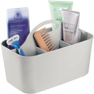 🚿 mdesign plastic shower caddy organizer basket for dorm bathroom bathtub - lumiere collection, light gray - convenient handle, soap dispenser/shampoo/conditioner holder, hair accessories logo