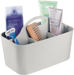 img 4 attached to 🚿 mDesign Plastic Shower Caddy Organizer Basket for Dorm Bathroom Bathtub - Lumiere Collection, Light Gray - Convenient Handle, Soap Dispenser/Shampoo/Conditioner Holder, Hair Accessories