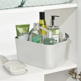 img 3 attached to 🚿 mDesign Plastic Shower Caddy Organizer Basket for Dorm Bathroom Bathtub - Lumiere Collection, Light Gray - Convenient Handle, Soap Dispenser/Shampoo/Conditioner Holder, Hair Accessories