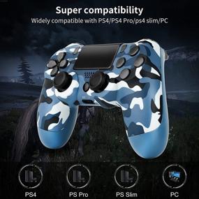 img 3 attached to Camouflage Blue Wireless Game Controller for PS-4 - Dual Vibration, Audio Function, 800mAh