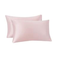 🛏️ blush satin pillowcases for hair and skin - pack of 2, envelope closure - amazon basics - standard logo