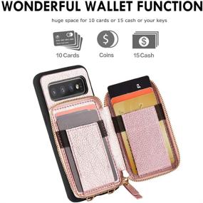 img 1 attached to 📱 Multi-functional Samsung Galaxy S10 Plus Wallet Case: ZVE Galaxy S10+ Crossbody Chain Handbag with Credit Card Holder, Zipper Closure - Rose Gold