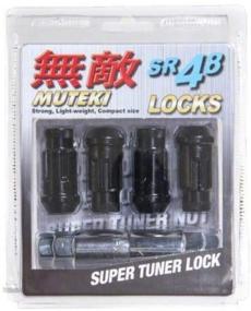 img 1 attached to 🔒 Muteki Black Locking Lug Nut Set - 12mm x 1.5mm SR48 Open End