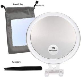 img 3 attached to 🔍 20X Magnifying Mirror: Folding Dual-Sided Makeup Mirror for Precise Application, Tweezing, and Blemish Removal - 4 Inches - Silver