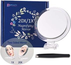 img 4 attached to 🔍 20X Magnifying Mirror: Folding Dual-Sided Makeup Mirror for Precise Application, Tweezing, and Blemish Removal - 4 Inches - Silver